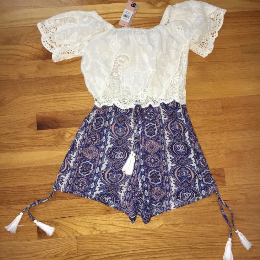 off the shoulder crochet romper from showpo.com